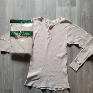 Mens Cotton Classics Thermal Pant & Shirt L By Munsingwear In Beige
